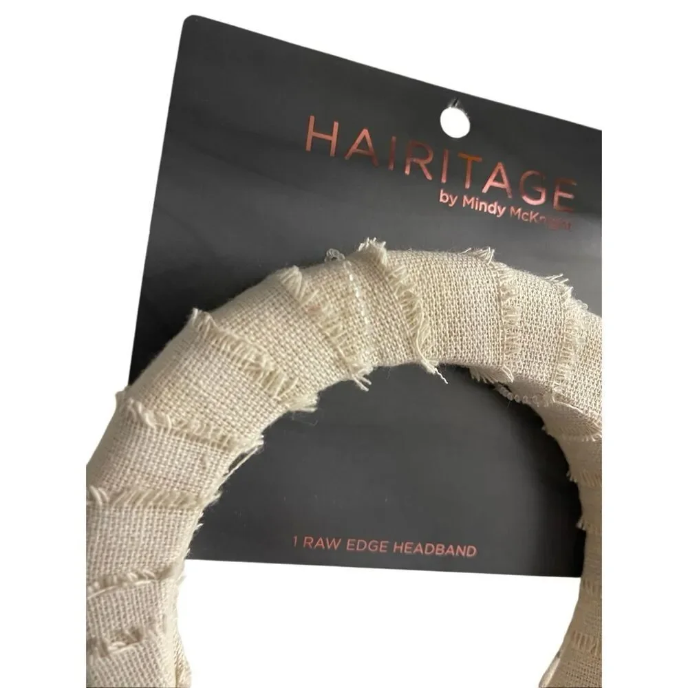 Hairitage by Mindy McKnight Raw Edge Headband Beige Linen Textured Boho Hairband